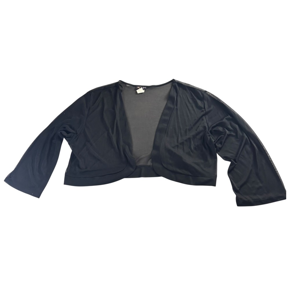 C.O.C. Bolero Shrug Women 2X Black Sheer Mesh Open Front Cropped‎ Cardigan
